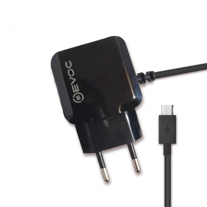 Зарядний пристрій EVOC 3202mu 1USB/2A з кабелем Micro USB чорний