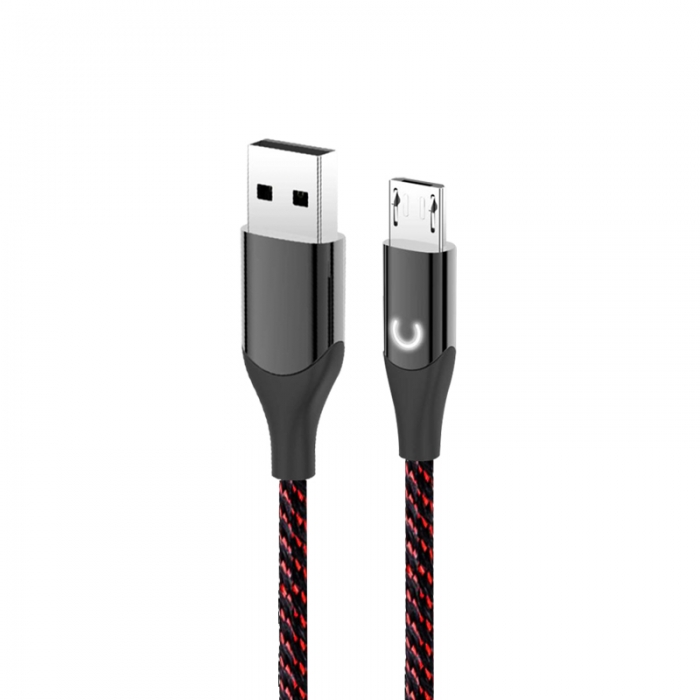 Кабель USB EVOC Ceramic LED Micro USB 2.8A/1m Black Bordo